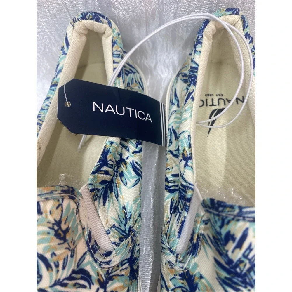 Nautica SLIP ON Shoes Sneakers CANDLER blue floral Navy Palm Men's Size 8.5 New!